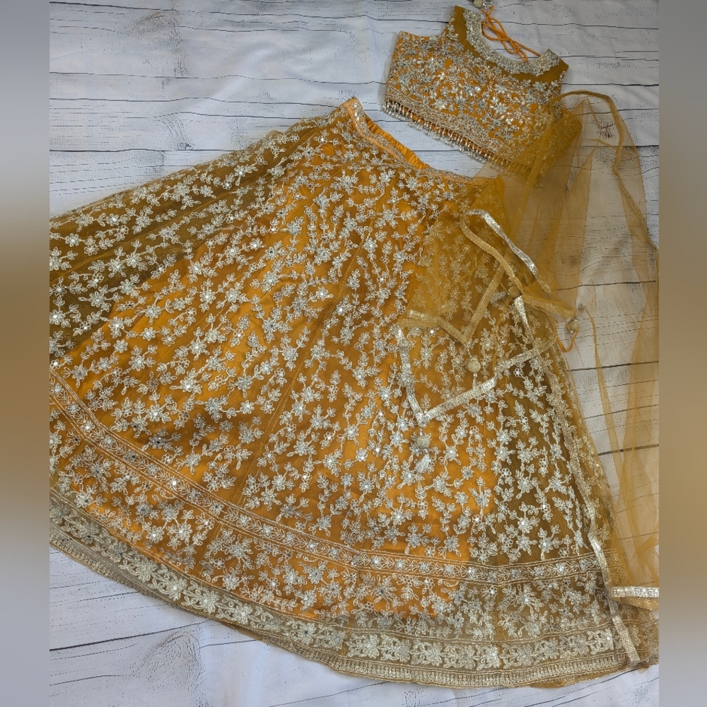 Yellow Embroidered Lehenga - Picture 15 of 16